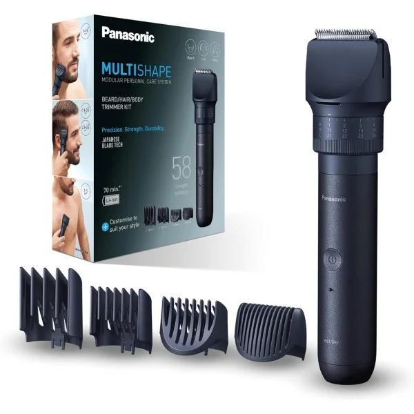 Panasonic Beard/Hair/Body Trimmer, 4 Attachments, Black - ER-CKL2-A222